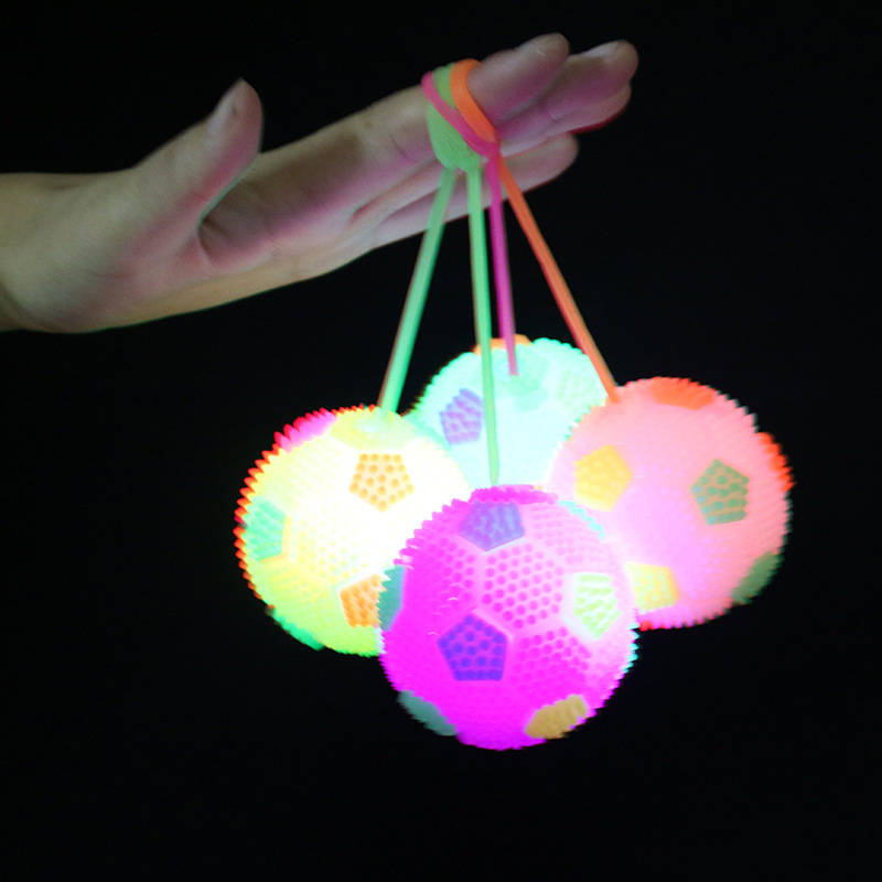 Yiwu Night Market Stall Luminous Toy Supply Flash Will Ring Luminous Football Flash Bounce Elastic Ball Whistle