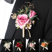 婚礼新郎新娘欧式手工玫瑰胸花、手腕花多种选择适用婚宴节日派对