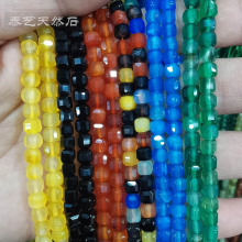天然石玛瑙对角线6mm方糖切面散珠DIY饰品配件手工串珠材料批发