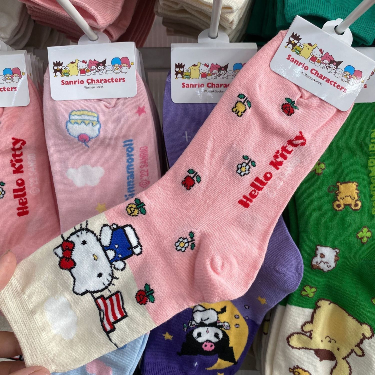 South Korea Dongdaemun Autumn and Winter New Women's Socks Cartoon Cute Kitty Cinnamoroll Babycinnamoroll Color Matching Mid-Calf Girl Socks
