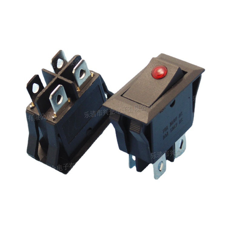 厂家生产kcd3双刀船型开关4脚猫眼带灯翘板开关2档16a250电源开关