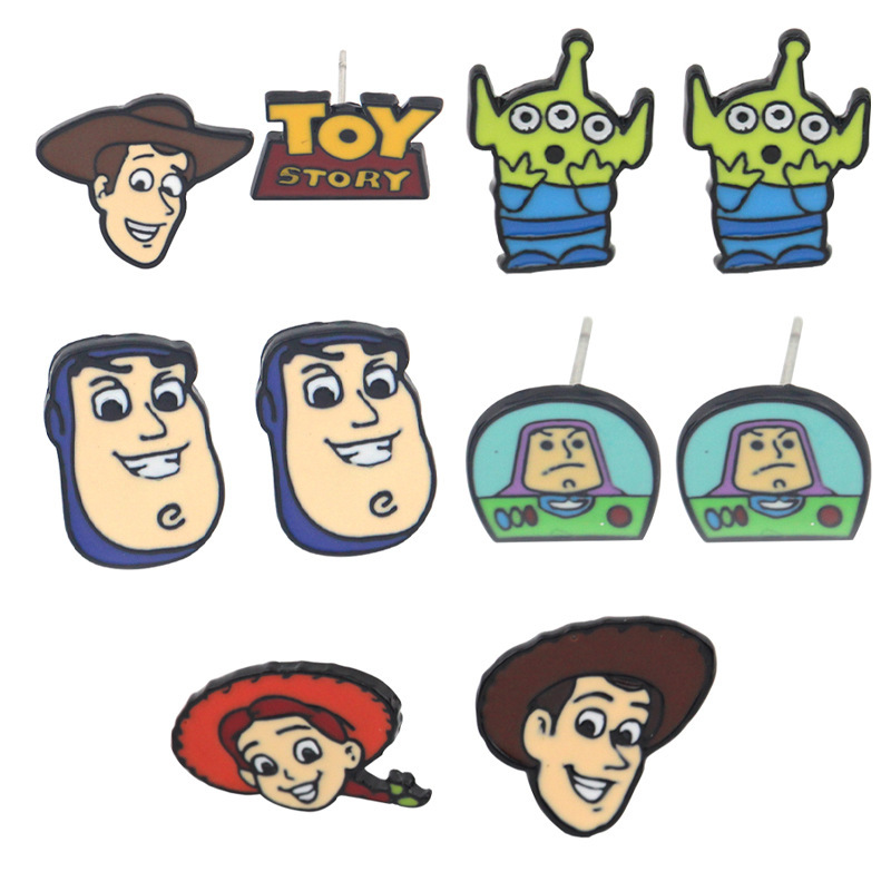 动漫周边玩具总动员同款合金耳坠 胡迪巴斯光年可爱造型耳环耳钉