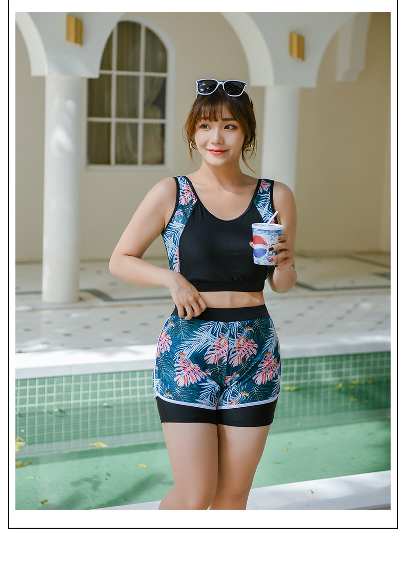 大码肥婆泳衣女分体保守加肥胖妹宽松舒适三件套120-300斤游泳装