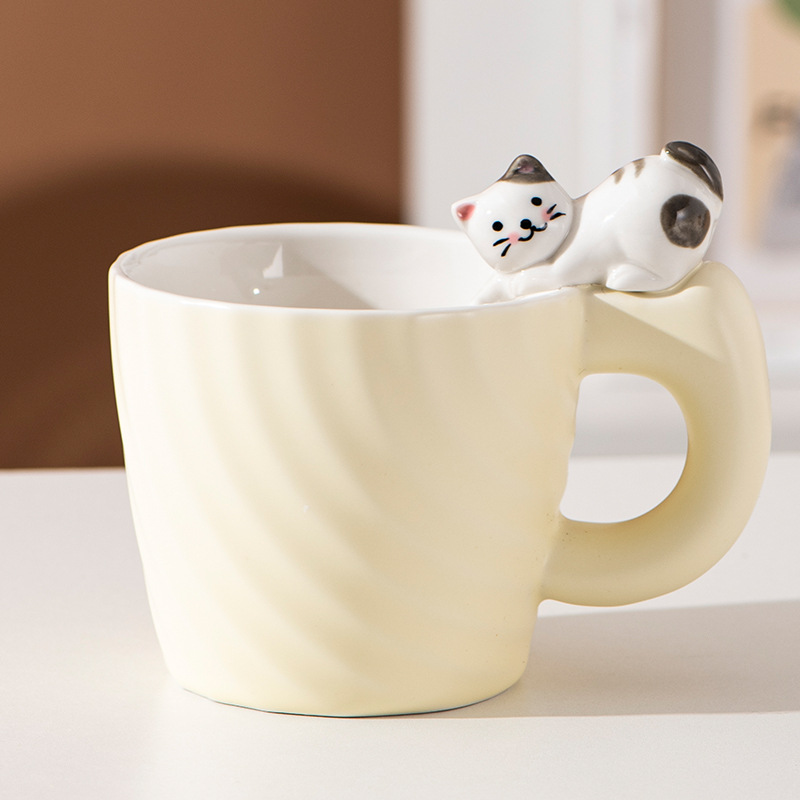 Cartoon Ceramic Cup Good-looking Mug Home Breakfast Milk Cup Cat Couple Cup Water Cup