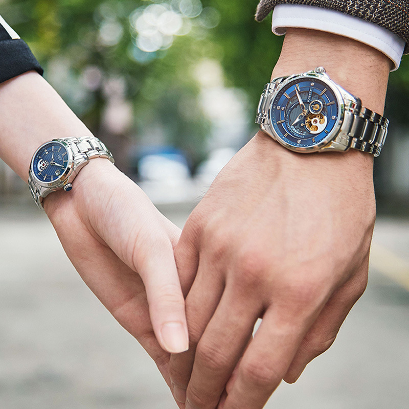 瑞士新款情侣手表品牌机械表 商务一男一女情侣表对表 机械手表