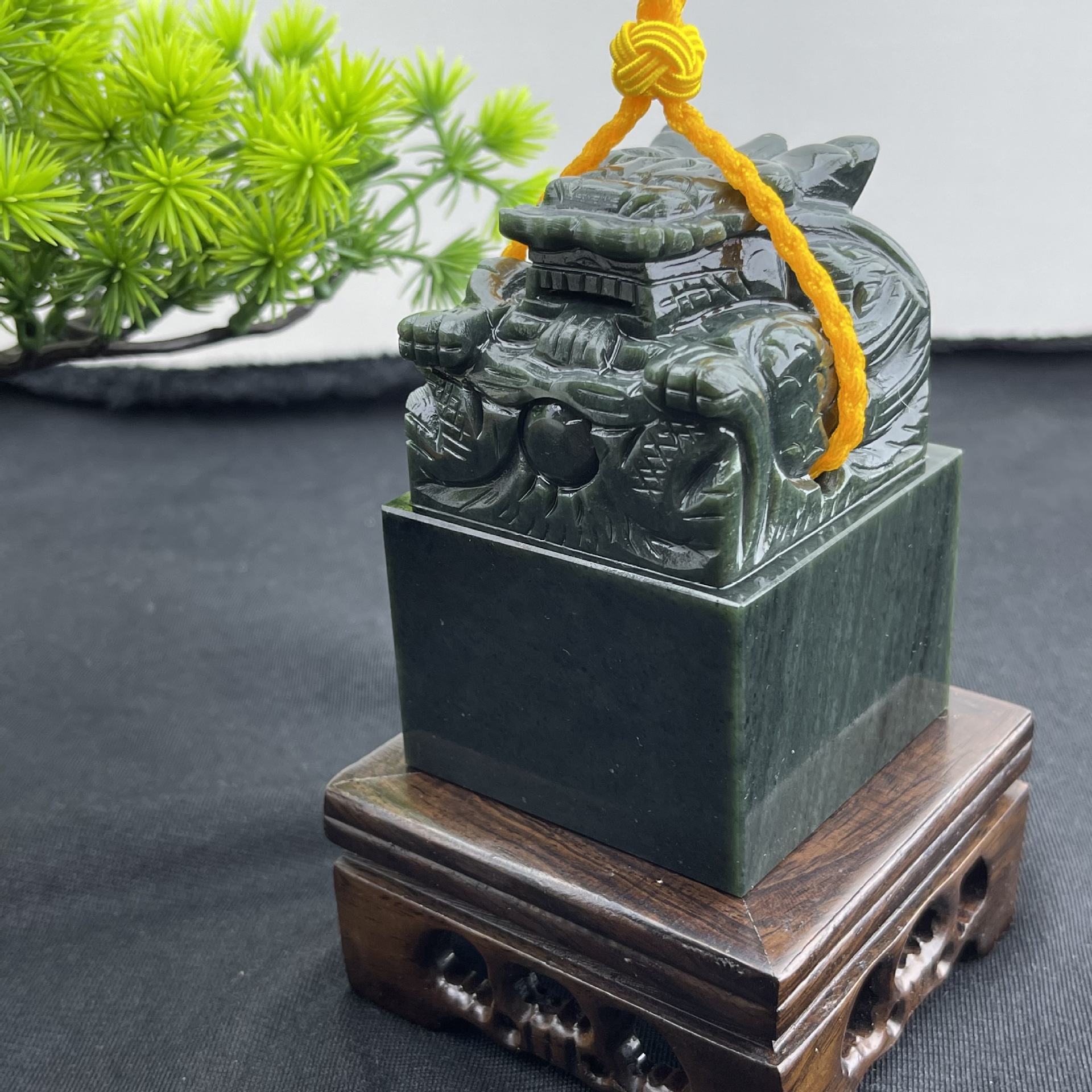 和田玉青玉印章摆件九龙玉玺盘龙篆刻公司会议商务礼品青玉印章