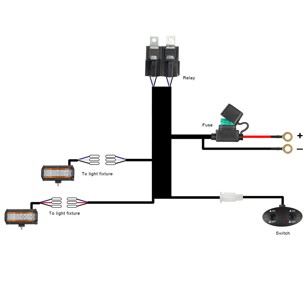 大功率远近光led工作灯双控开关线束适用双色越野射灯3针dt线束