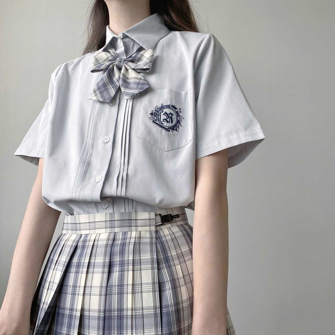 温柔一刀风琴褶衬衫学院风夏季短袖衬衫jk制服上衣学生女大童