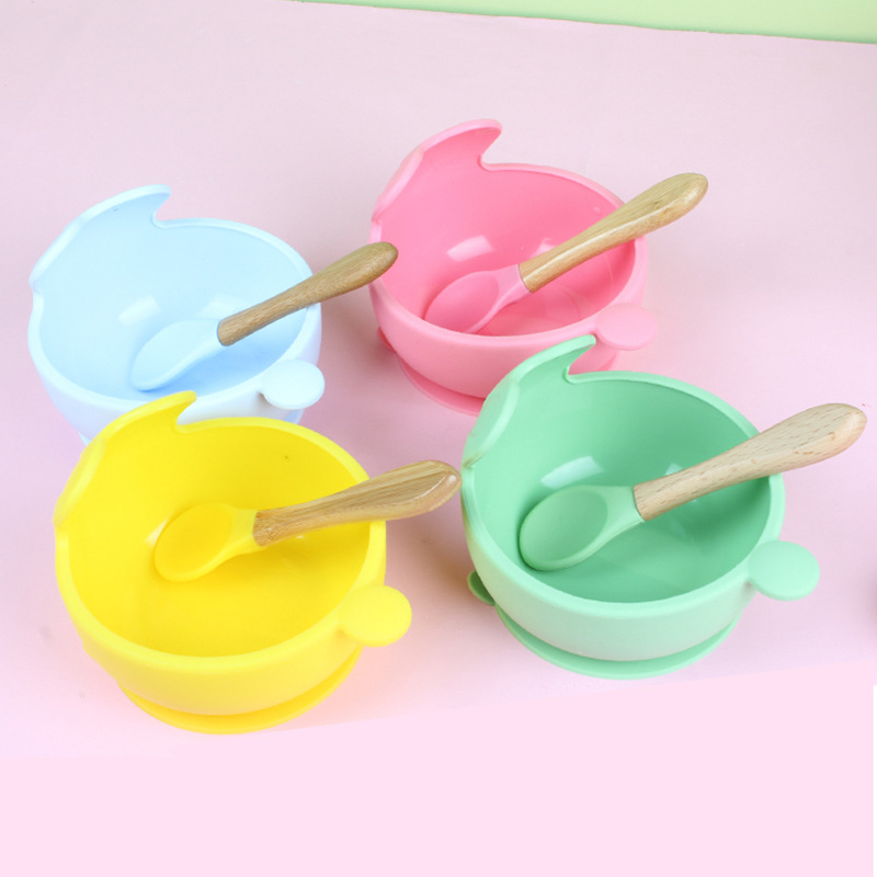 One-Piece Children's Solid Food Bowl Silicone Eat Learning Dinner Plate Baby Silicone Snack Catcher Drop-Resistant Hot Training Bowl Tableware