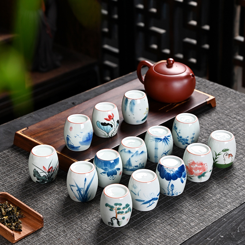 盖置茶道配件手绘青瓷家用紫砂壶盖托盖碗茶盖垫功夫茶具摆件批发