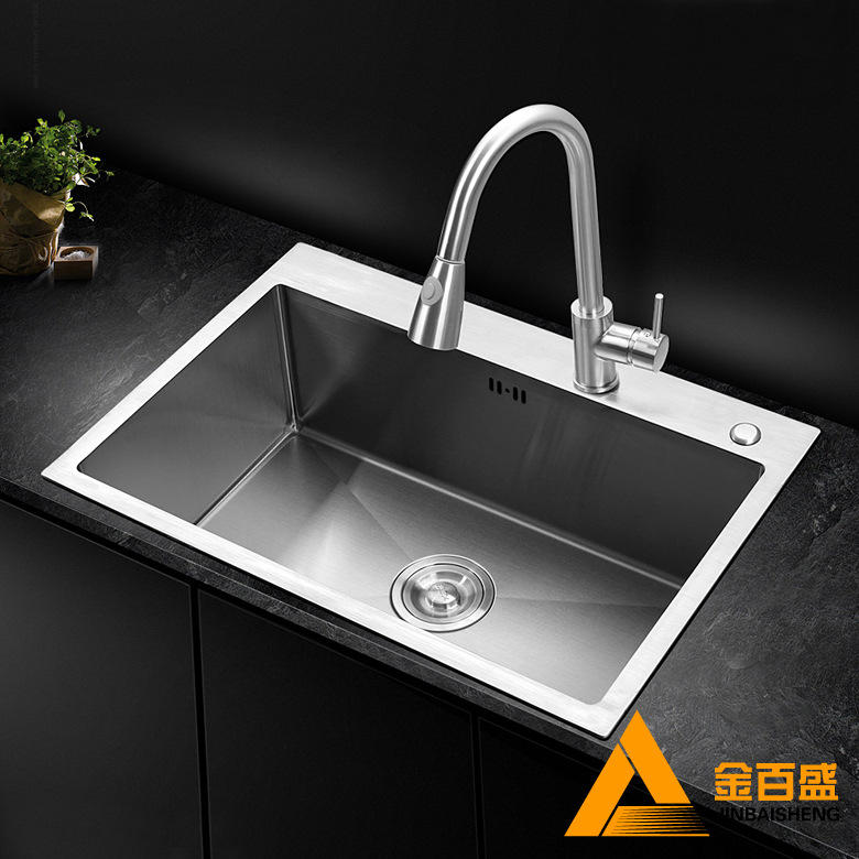 厨房厨房洗菜盆套装 加厚304不锈钢水槽洗碗盆 金百盛5545
