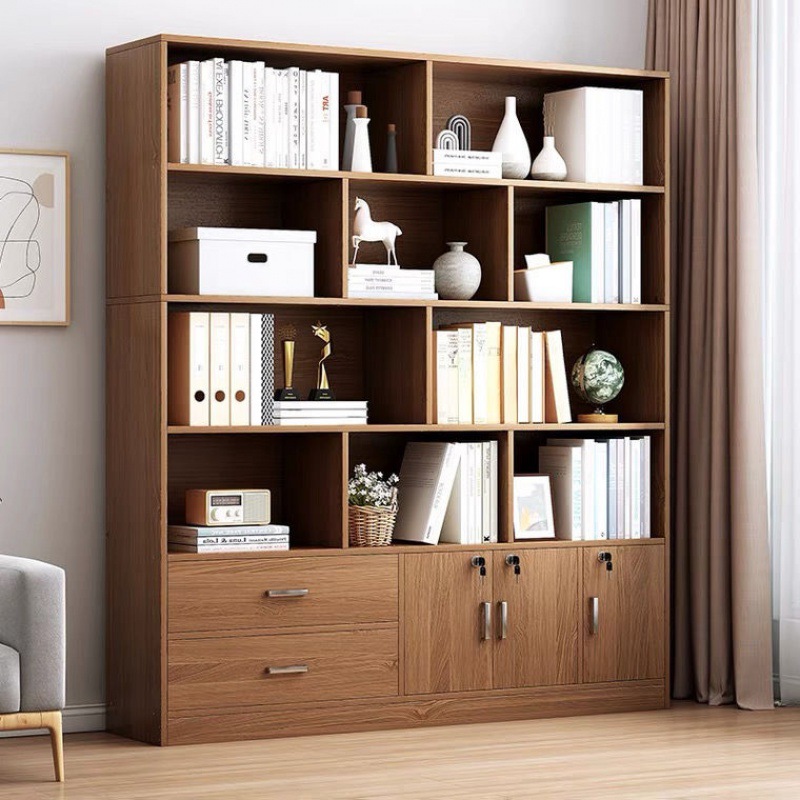 立式书架落地落地书架抽屉式收纳柜书柜带抽屉高中生学生超厚