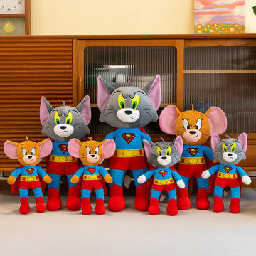 变装超人系列猫和老鼠汤姆猫杰瑞鼠毛绒玩偶卡通公仔儿童玩具批发