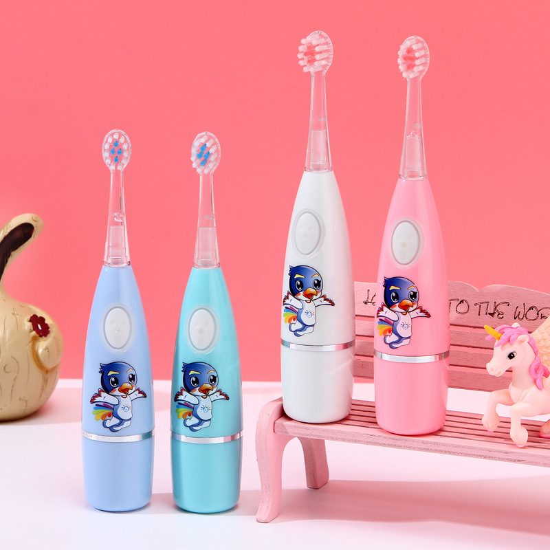 Children's Electric Toothbrush Dry Battery Colorful Light Cleaning Toothbrush Cartoon Toothbrush Soft Hair 3-12 Years Old Baby Toothbrush