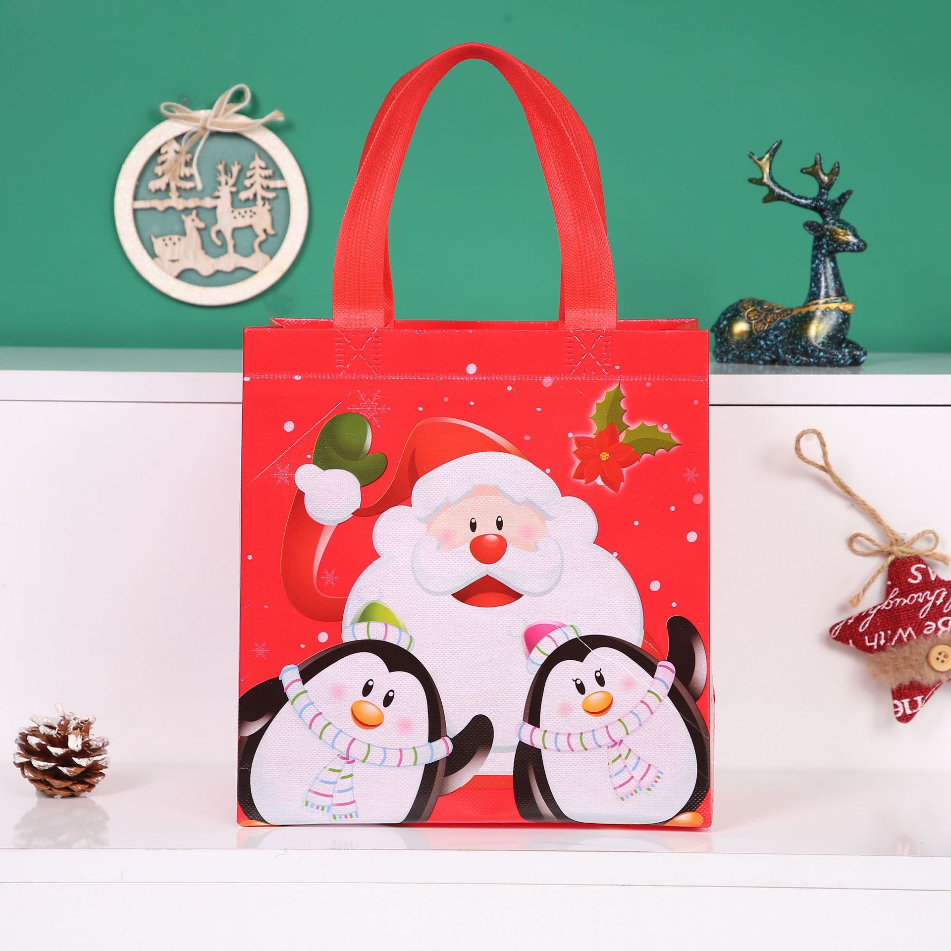 Christmas Non-Woven Bag Santa Claus Handbag Shopping Gift Bag Large Buggy Bag Student Supplies Bag New