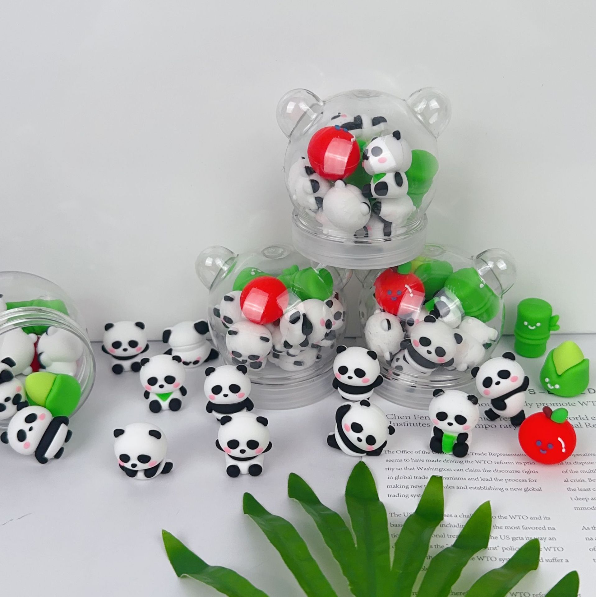 New Scenic Spot Giant Panda Eraser Sharing Bucket Set Cute 3d Animal Panda Shape Eraser Clean