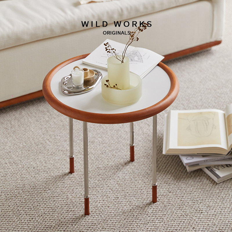 n5brb实木圆几中古樱桃木沙发边几创意茶几现代简约包豪斯复-阿里巴巴