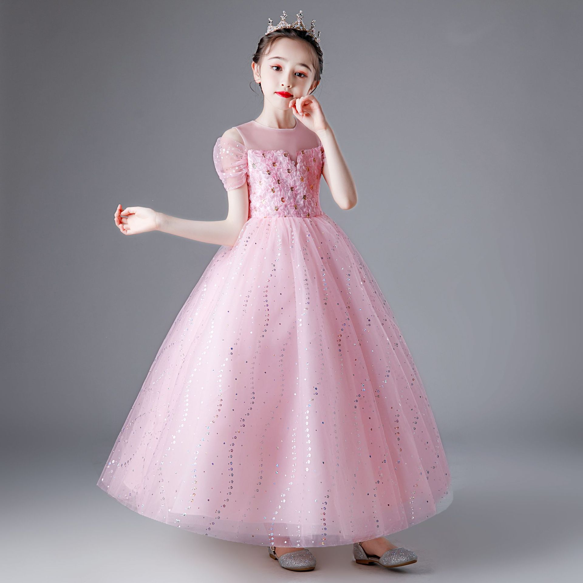 花童礼服公主裙蓬蓬纱女童婚纱儿童走秀生日主持人钢琴演出服春夏