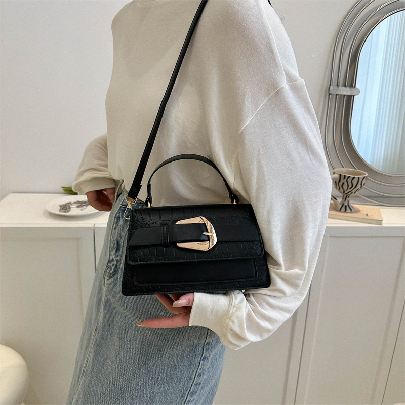 INS Stylish Good Texture Stone Pattern Small Square Bag 2023 Summer New Western Style Shoulder Bag Leisure Commute Messenger Bag