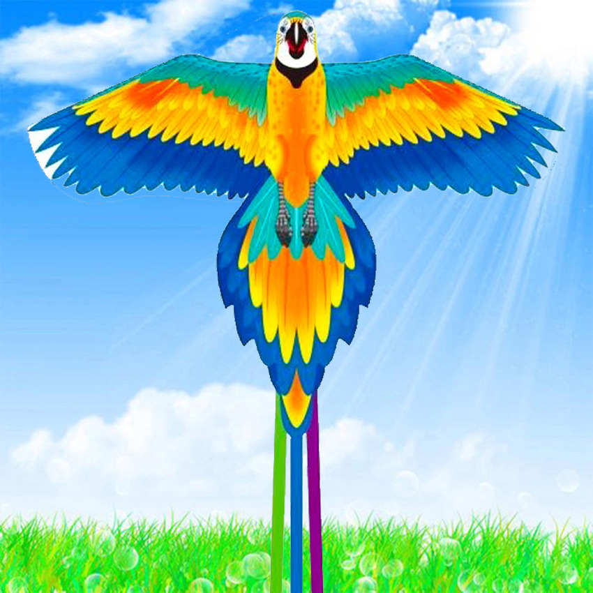 美达风筝批发新款儿童三角长尾小鹦鹉风筝微风易飞厂家潍坊