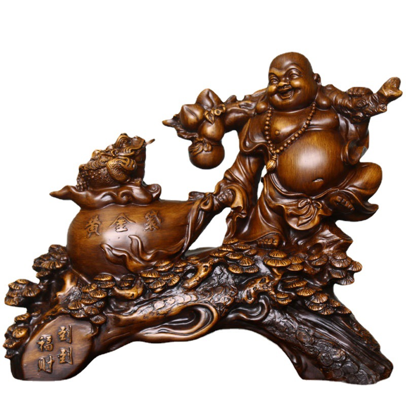 弥勒佛摆件家居饰品大肚佛笑佛工艺品店铺开乔迁店铺开业金蟾礼品