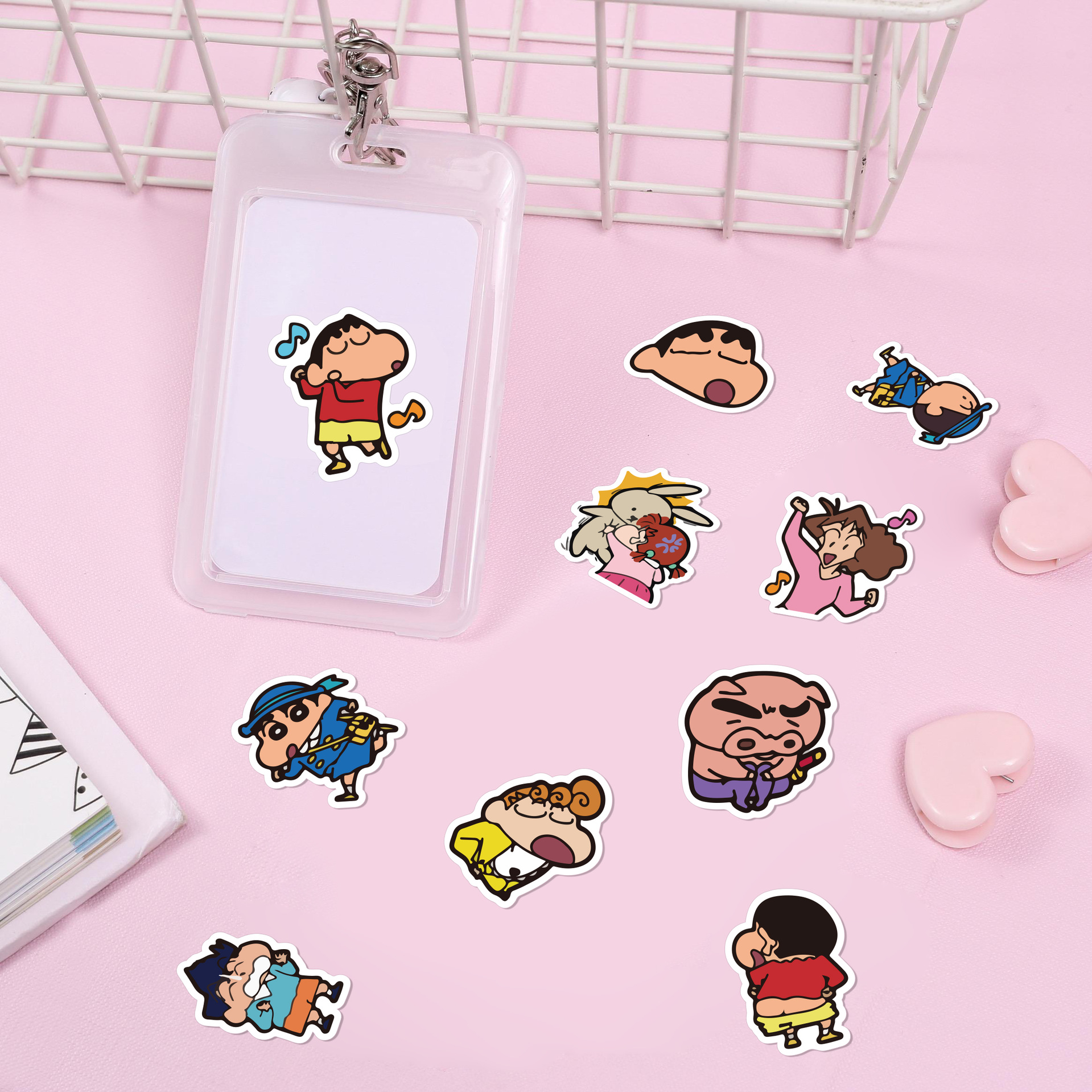 40张蜡笔小新贴纸 卡通行李箱手账素材 可爱手机壳防水手帐贴纸