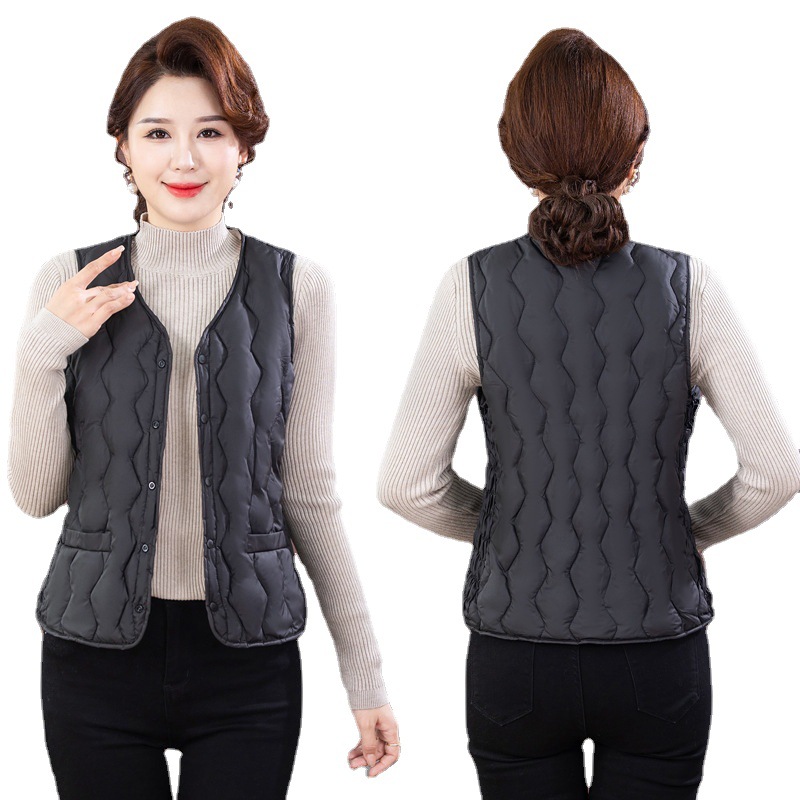 Middle-Aged and Elderly New Mom Vest Women's Winter Vest Women's down Cotton Waistcoat Vest Fleece-lined Warm Women's