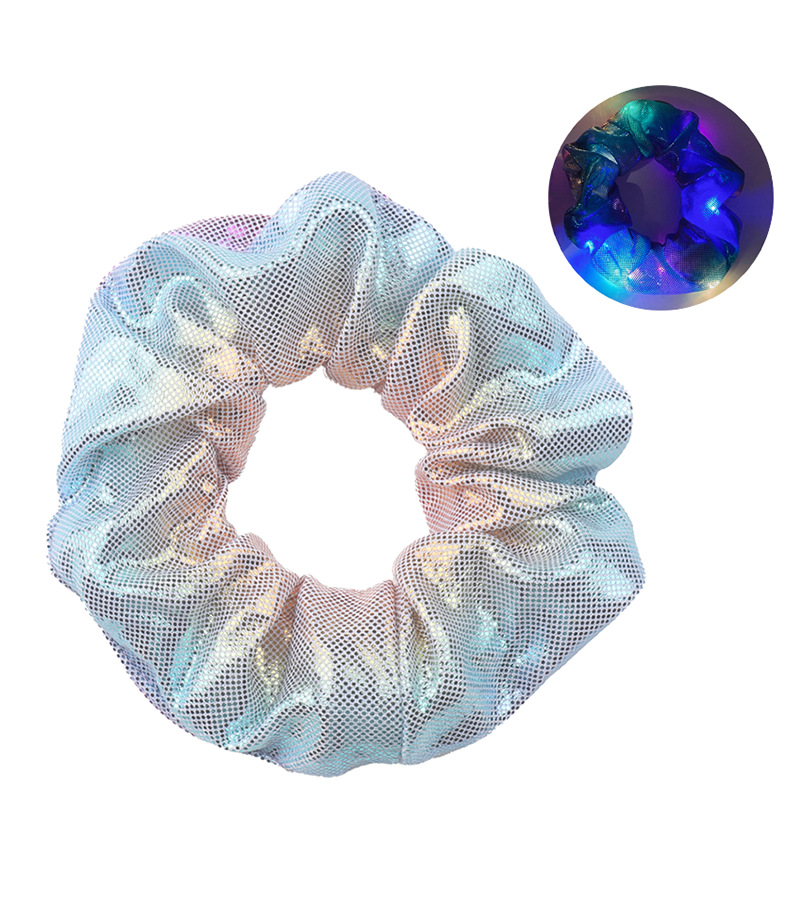 跨境新款led发光大肠发圈镭射烫金带灯肥肠发圈酒吧派对时尚头饰