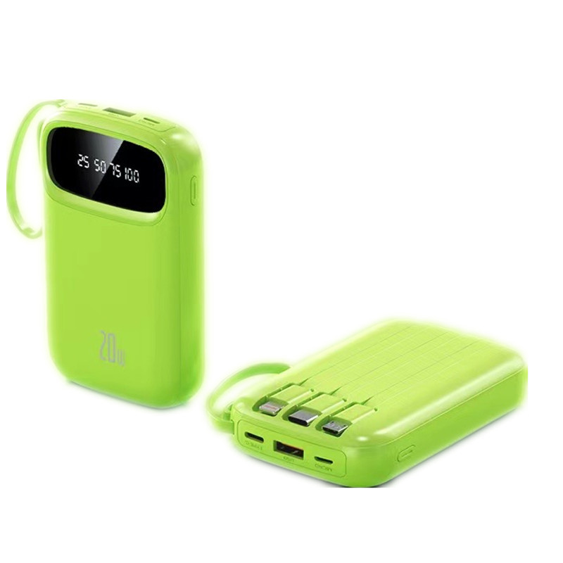 20000毫安大容量自带四线充电宝 快充便携移动电源礼品可印制logo