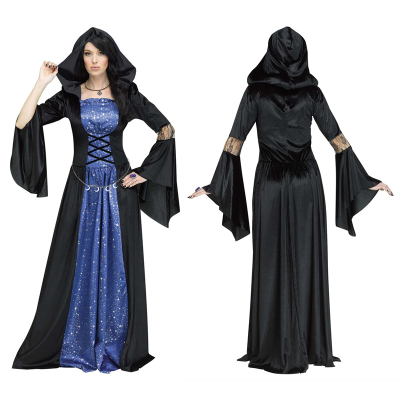 万圣节魔法女巫成人服饰中世纪吸血鬼cosplay蓝色演出戏剧舞台服