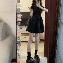 黑色裙子2024新款小个子连衣裙女设计感显瘦茶歇法式短裙
