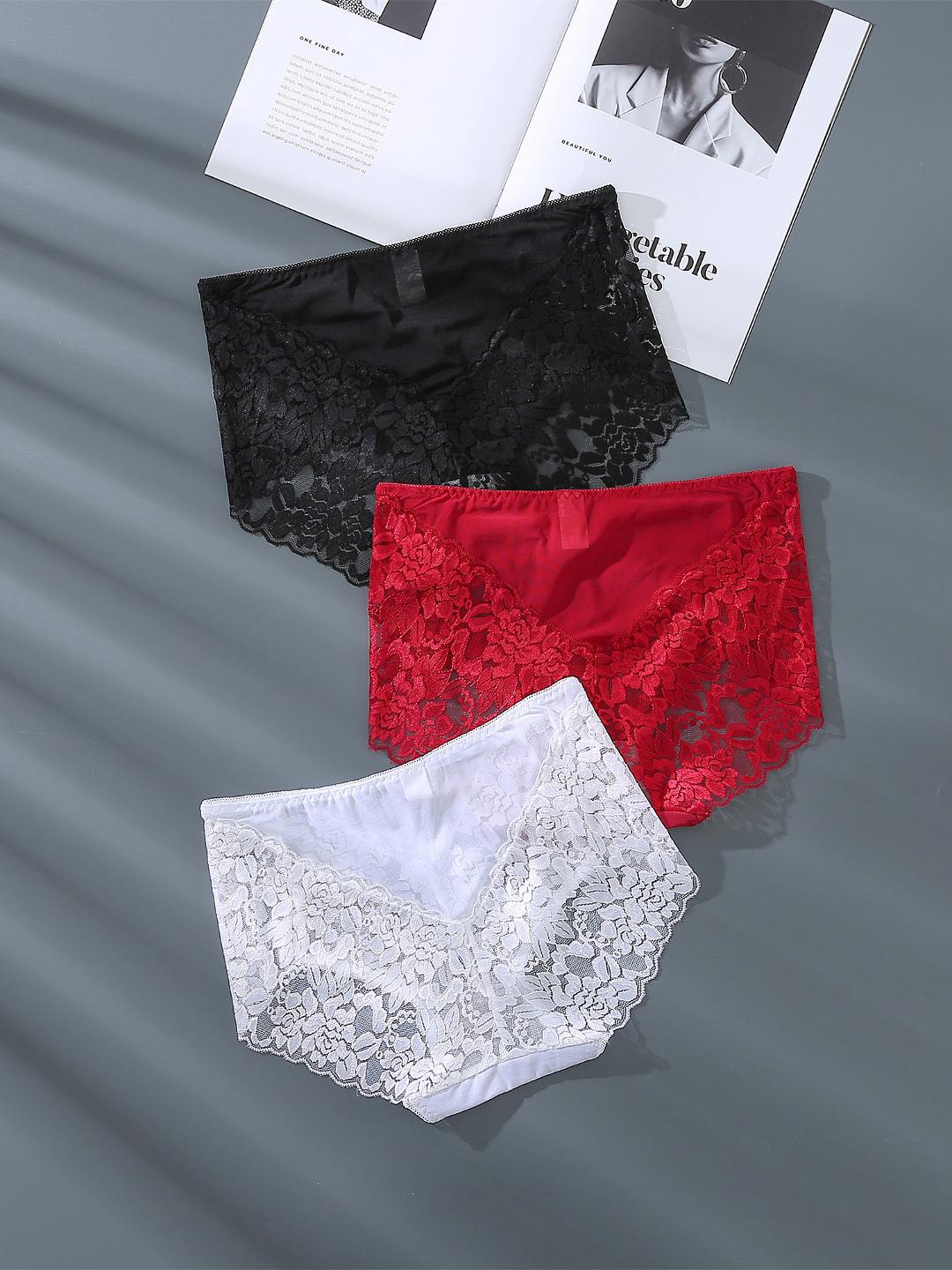女士蕾丝内裤胖mm加大码性感内裤夏女中腰加肥欧码三角裤260斤