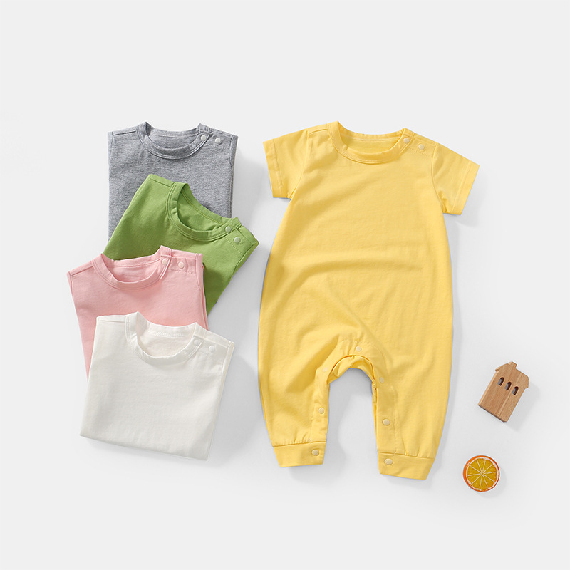 2021夏季奥戴尔棉婴儿连体哈衣薄款短袖长款爬爬服新生儿宝宝睡衣