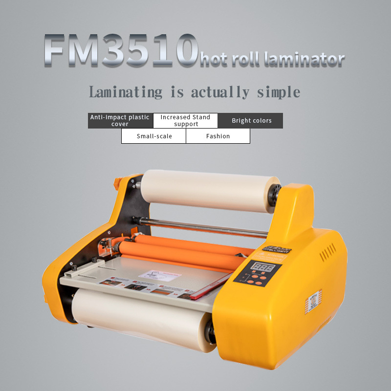 Fm3510 English Office Small Desktop Laminator Automatic Thermal Film Label Coated European Standard