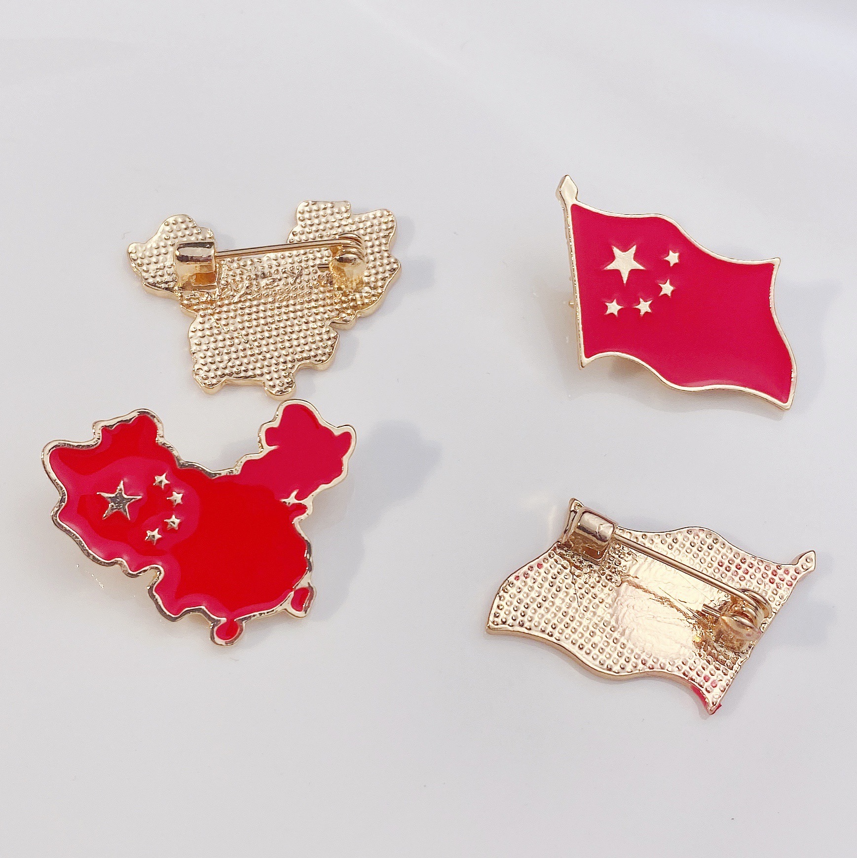 中国风五星红旗国旗胸针爱国党庆中国地图纪念徽章国庆节旅游胸章