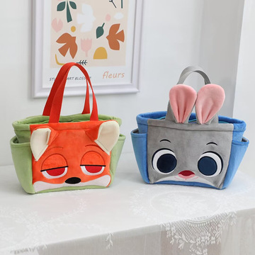 可爱兔子朱迪狐狸尼克午餐包手提包学生便当化妆包通勤日常手提袋