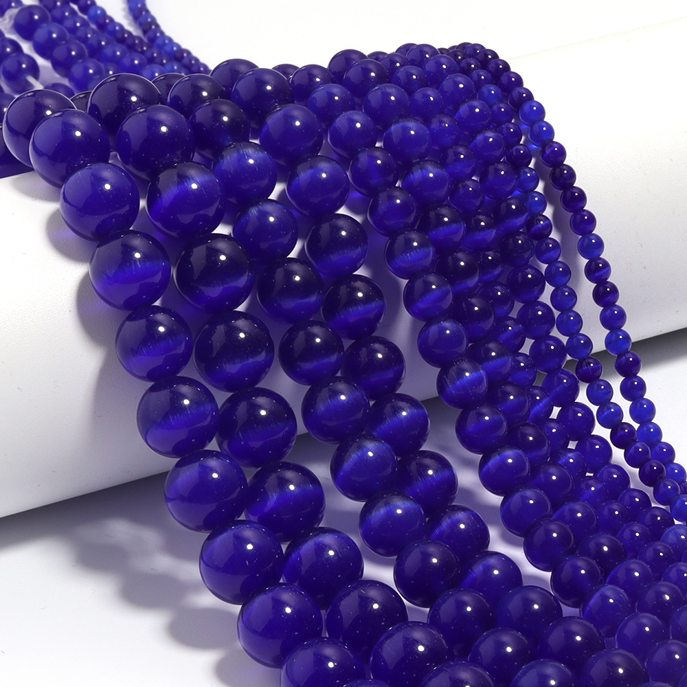深宝蓝猫眼石珠 diy手工饰品珠子猫眼石圆珠串珠 手链饰品半成品
