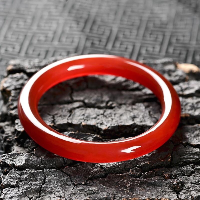 冰种红玛瑙玉髓圆条手镯 10毫米粗圆条玛瑙女士玉镯-阿里巴巴