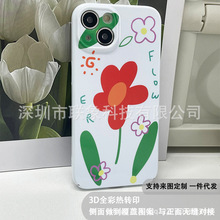 iphone14菲林手机壳ins大红花13pro白色硬壳12promax全包11新款女