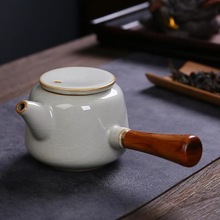 陶瓷三才盖碗开片可养汝窑茶碗家用敬茶泡茶功夫茶具汝瓷茶壶茶杯