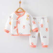 新生儿三层保暖内衣夹棉春秋冬季宝宝和尚服纯棉婴儿衣服两件套装