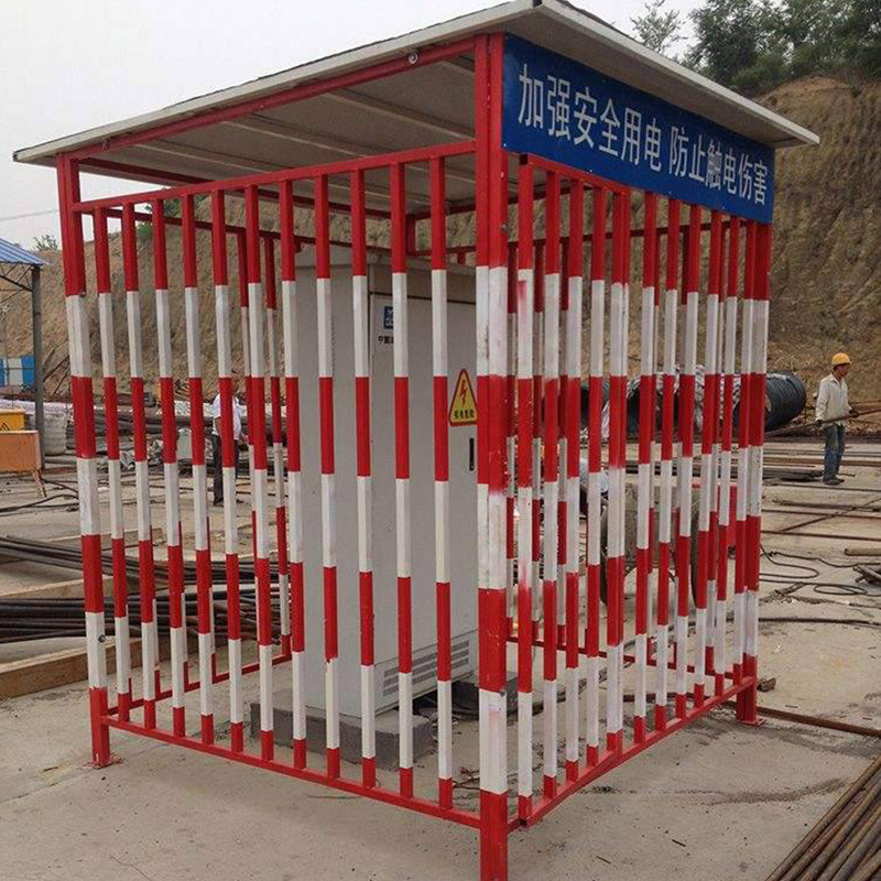 潍坊工地红白色一级二级三级配电箱防护棚   双层顶防砸围栏