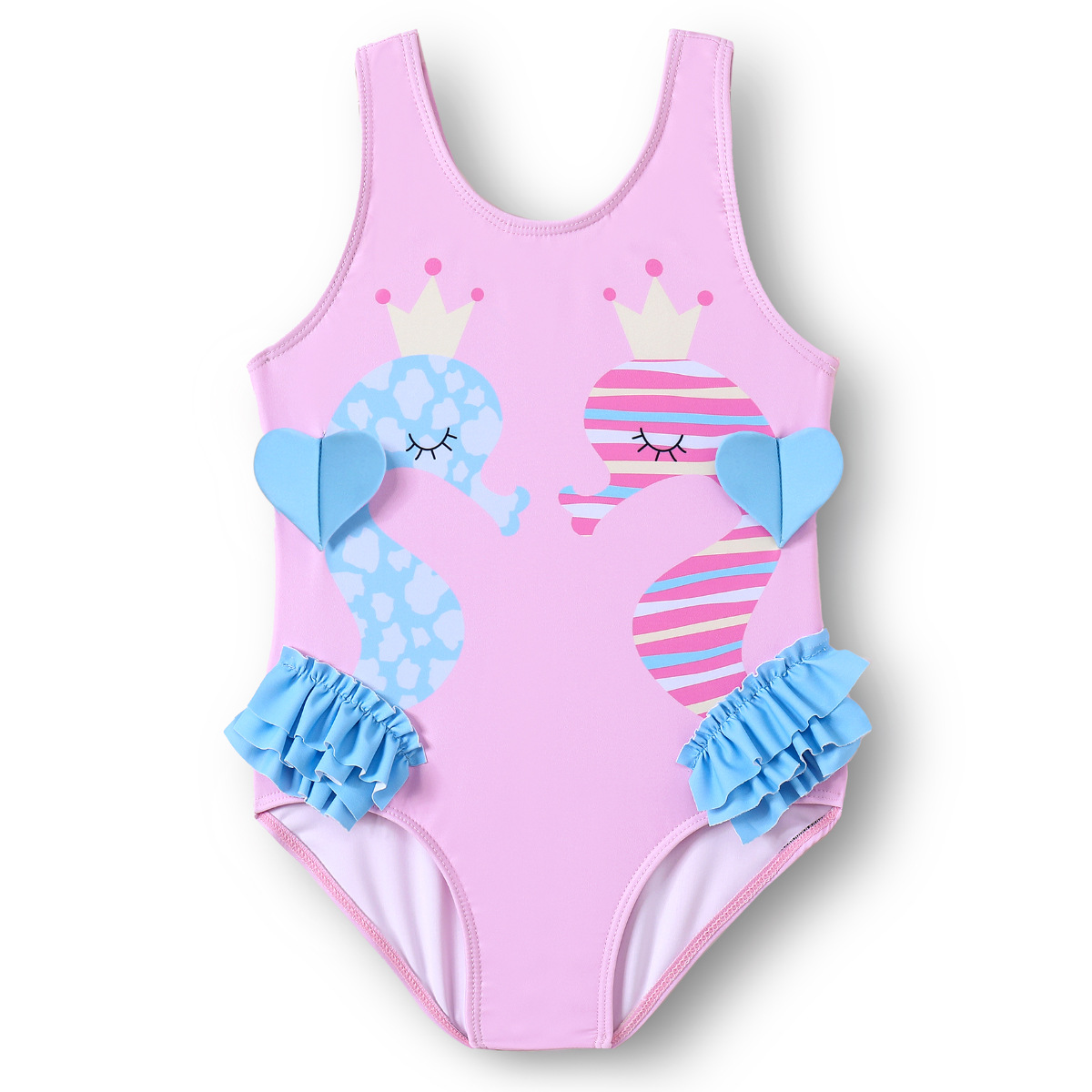 儿童泳衣女童吊带连体衣2024新款粉色卡通立体花边游泳衣女孩泳装