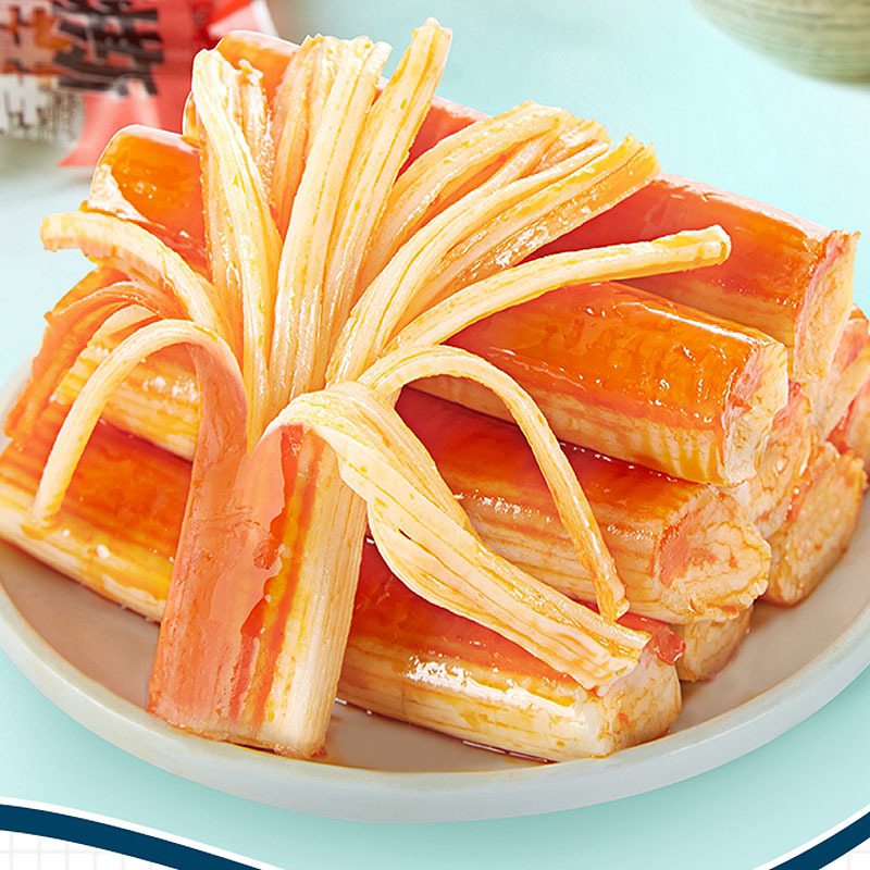 手撕蟹柳棒超市便利学校小零食网红食品即食原味香辣味手撕蟹批发