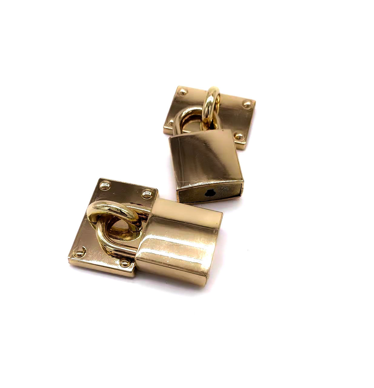 精美设计锌合金压铸箱包五金锁挂电镀浅金色