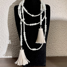 新中式珍珠长款项链小众复古设计感串珠身体链个性项饰流苏毛衣链