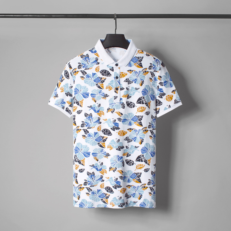 外贸厂定做满版丝网印polo衫定制200g棉珠地拉架短袖翻领t恤衫