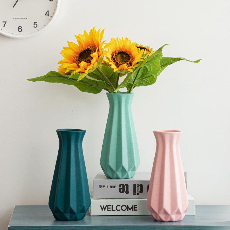 Sunflower Artificial Flower Ceramic Origami Small Vase Decoration Living Room Flower Arrangement Nordic Floor Decoration Table Decoration