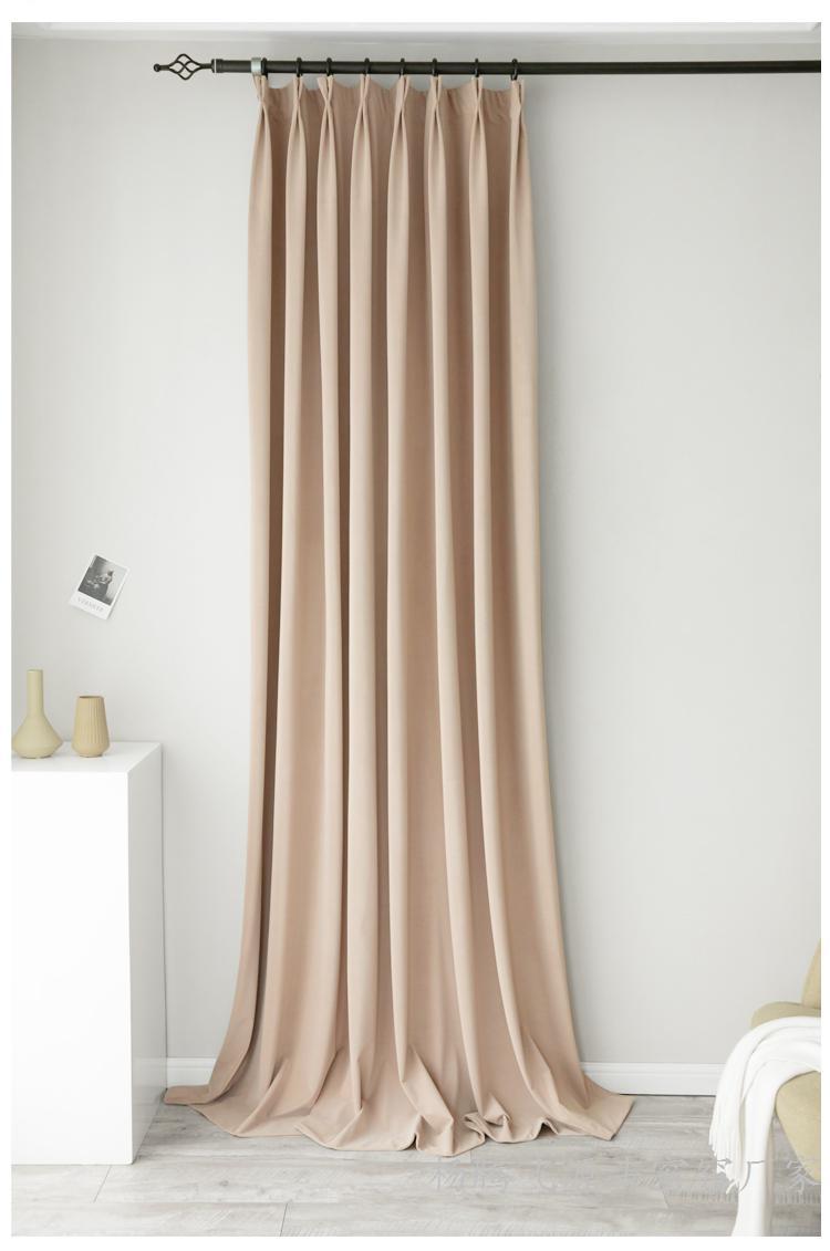 厂家热卖北欧羊毛绒奶茶系列窗帘 加厚遮光北欧轻奢不倒绒ins