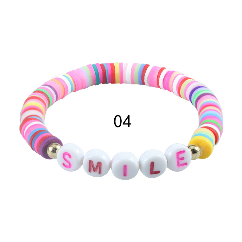 Cross-Border Hot Polymer Clay Letter Bracelet Colorful Beads Elastic Bracelet Foreign Trade New Bracelet Spot Taylor Bracelet